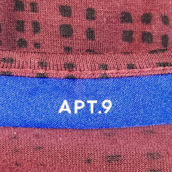 APT. 9 Burgundy/Black Design Long Sleeve Top - Picture 10 of 10